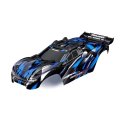 Body, Rustler 4X4 Ultimate, blue (painted, decals applied) (assembled with front & rear body mounts and rear body support for clipless mounting)