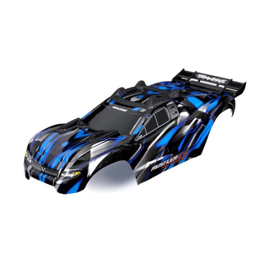 Body, Rustler 4X4 Ultimate, blue (painted, decals applied) (assembled with front & rear body mounts and rear body support for clipless mounting)