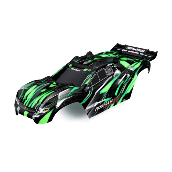 Body, Rustler 4X4 Ultimate, green (painted, decals applied) (assembled with front & rear body mounts and rear body support for clipless mounting)