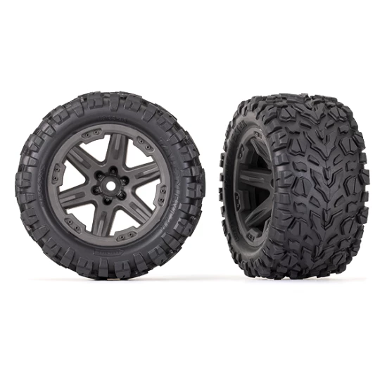 Tires & wheels, assembled, glued (2.8') (RXT gray wheels, Talon EXT tires, foam inserts) (4WD electric front/rear, 2WD electric front only) (2) (TSM rated)