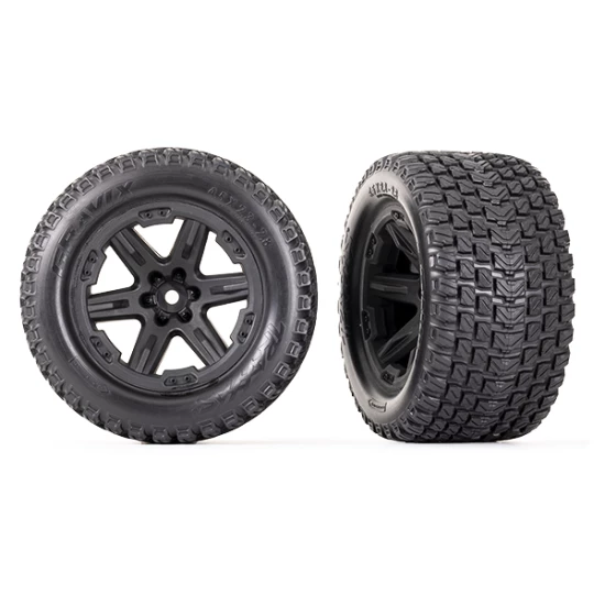 Tires & wheels, assembled, glued (2.8) (RXT black wheels, Gravix tires, foam inserts) (4WD electric front/rear, 2WD electric front only) (2) (TSM rated)