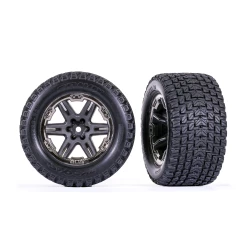 Tires & wheels, assembled, glued (2.8') (RXT charcoal gray & black chrome wheels, Gravix tires, foam inserts) (4WD electric front/rear, 2WD electric front only) (2) (TSM rated)