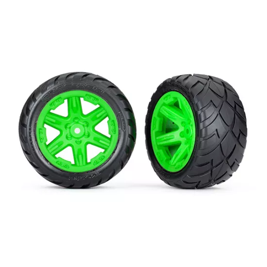 Tires & wheels, assembled, glued (2.8') (RXT green wheels, Anaconda tires, foam inserts) (2WD electric rear) (2) (TSM rated)