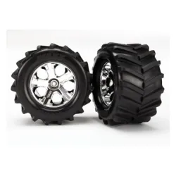 Tires and wheels, assembled, glued 2.8 (All-Star chrome whee, TRX6771