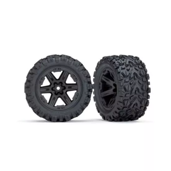 Tires & wheels, assembled, glued (2.8') (RXT black wheels, Talon Extreme tires, foam inserts) (2WD electric rear) (2) (TSM rated)