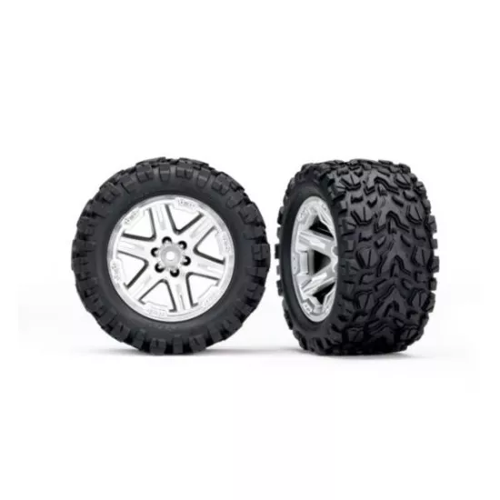 Tires & wheels, assembled, glued (2.8') (RXT satin chrome wheels, Talon Extreme tires, foam inserts) (2WD electric rear) (2) (TSM rated)