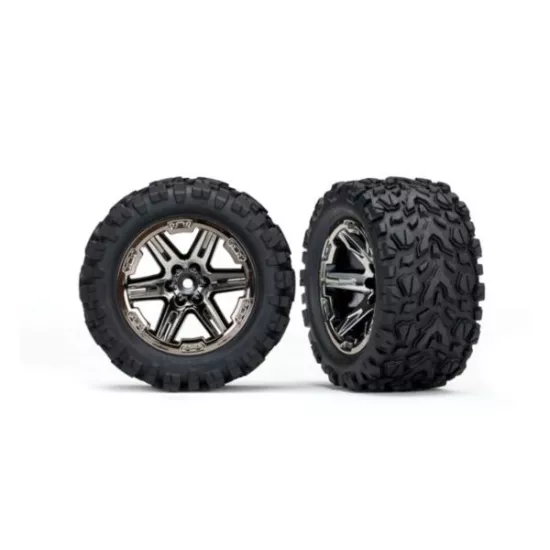 Tires & wheels, assembled, glued (2.8') (RXT black chrome wheels, Talon Extreme tires, foam inserts) (2WD electric rear) (2) (TSM rated)