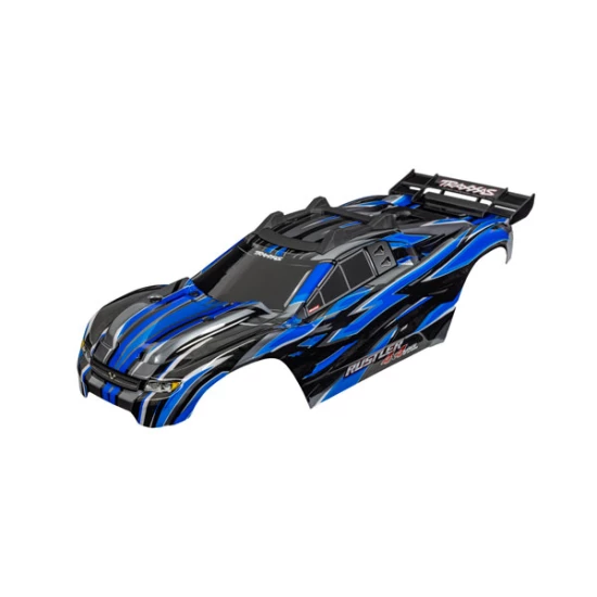 Body, Rustler 4X4 VXL, blue (painted, decals applied) (assembled with front & rear body mounts and rear body support for clipless mounting)
