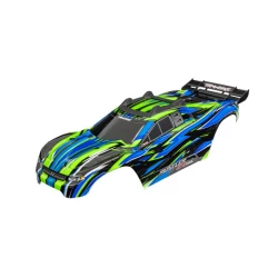 Body, Rustler 4X4 VXL, green (painted, decals applied) (assembled with front & rear body mounts and rear body support for clipless mounting)