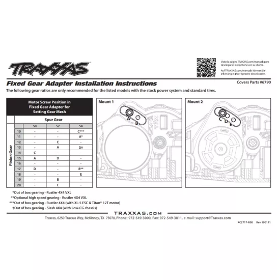 Fixed Gear Mesh Adapters, TRX6790