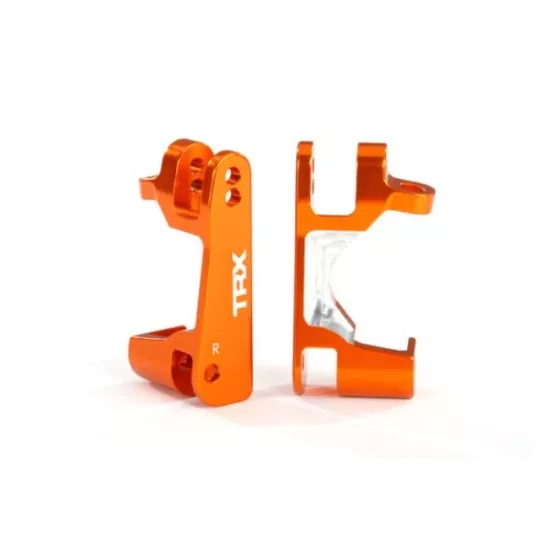 Caster blocks (c-hubs), 6061-T6 aluminum (orange-anodized), left & right