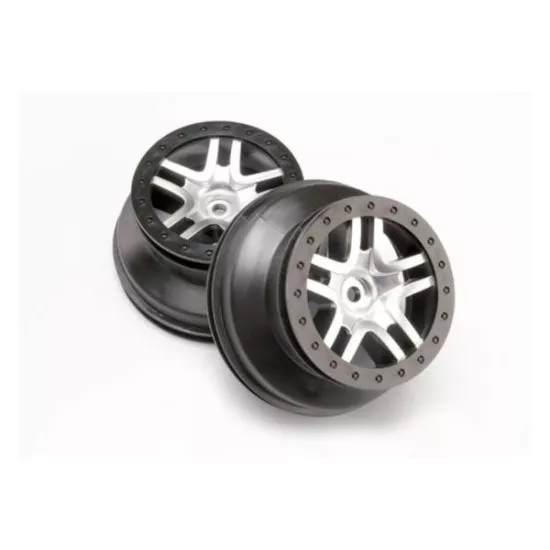 Wheels, SCT Split-Spoke, satin chrome, beadlock style, dual, TRX6872