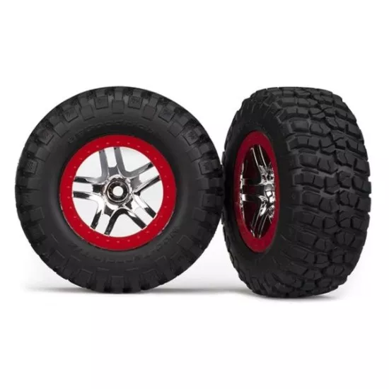 Tire & wheel assy, glued (SCT Split-Spoke chrome, red beadlo