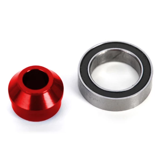 Bearing adapter, 6061-T6 aluminum (red-anodized) (1)/ 10x15x4mm ball bearing (black rubber sealed) (1) (for slipper shaft)