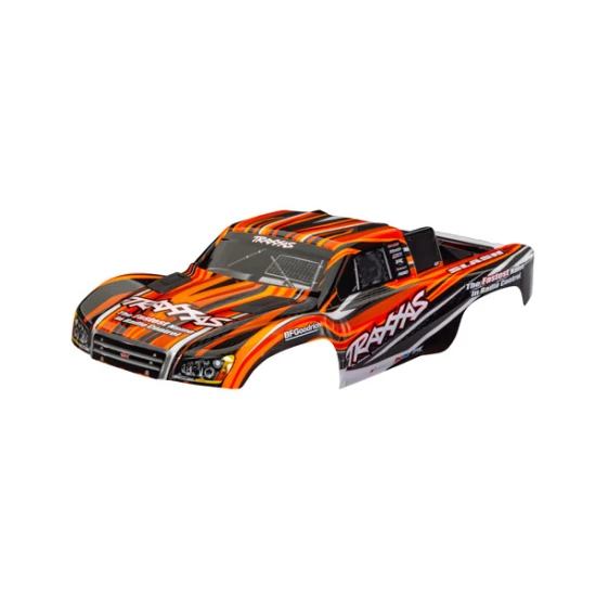 Body, Slash 4X4 (also fits Slash VXL & Slash 2WD), orange (painted, decals applied) (assembled with front & rear latches for clipless mounting)