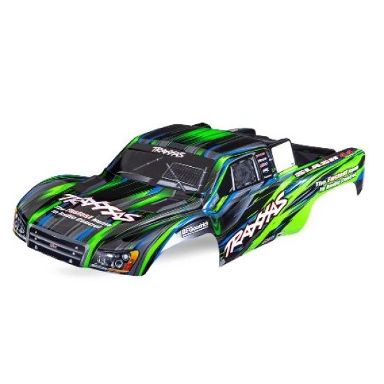 Body, Slash 4X4, green (painted, decals applied) (assembled with front & rear body mount latches for clipless mounting)