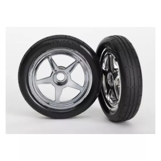Tires & wheels, assembled, glued (5-spoke chrome wheels, tir, TRX6975