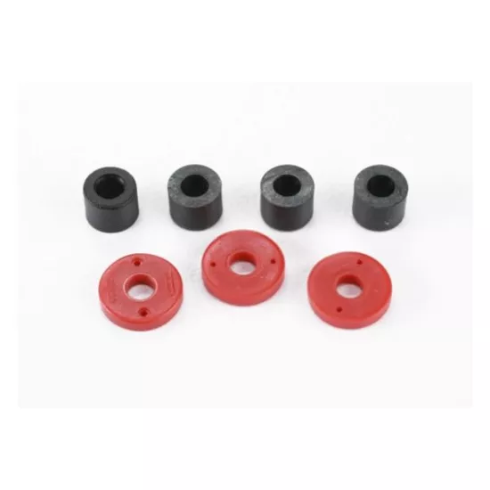 Piston, damper (2x0.5mm hole, red) (4)/ travel limiters (4), TRX7067