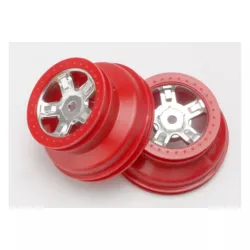 Wheels, SCT satin chrome, red beadlock style, dual profile (, TRX7072A