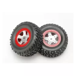 Tires and wheels, assembled, glued (SCT satin chrome wheels,, TRX7073A