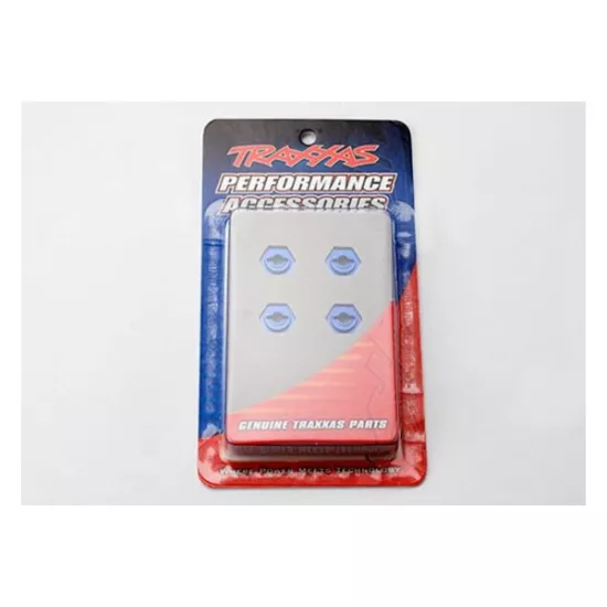 Wheel hubs, hex, aluminum (4) (blue-anodized), TRX7154X