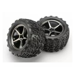 Tires and wheels, assembled, glued (Gemini black chrome whee, TRX7174A