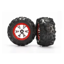 Tires and wheels, assembled, glued (Geode chrome, red beadlo, TRX7272