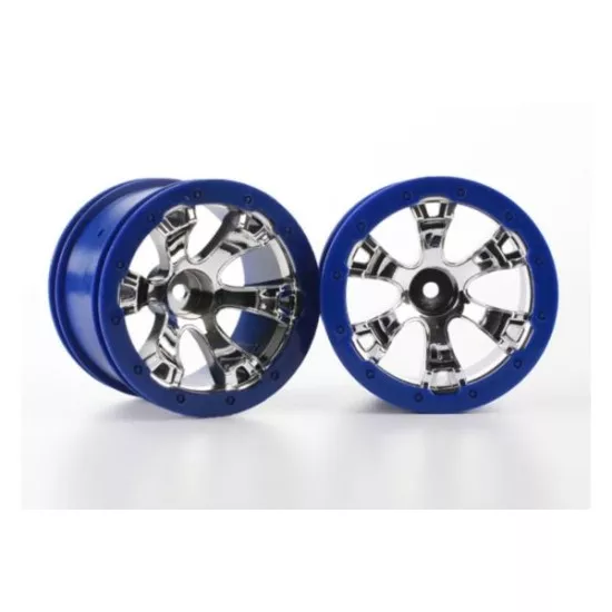 Wheels, Geode 2.2 (chrome, blue beadlock style) (12mm hex
