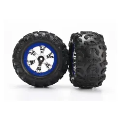 Tires and wheels, assembled, glued (Geode chrome, blue beadl, TRX7274
