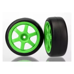 Tires and wheels, assembled, glued (Volk Racing TE37 green w