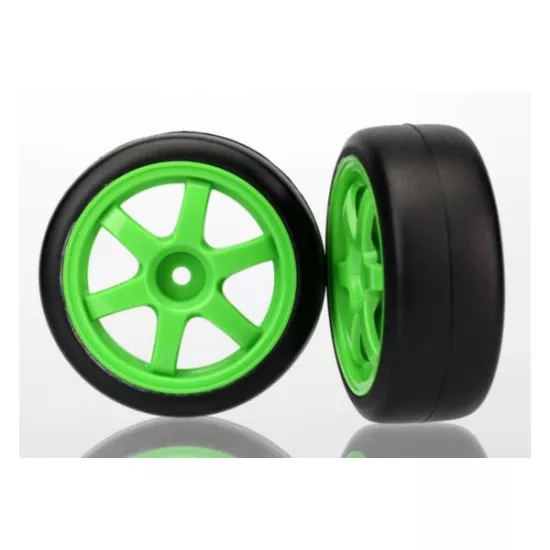 Tires and wheels, assembled, glued (Volk Racing TE37 green w