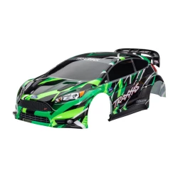 Body, Ford Fiesta ST Rally VXL, green (painted, decals applied) (assembled with rear wing, body support, & body mount latches for clipless mounting)