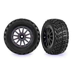 Tires & wheels, assembled, glued (gray wheels, gravel pattern tires, foam inserts) (2) (TSM rated)