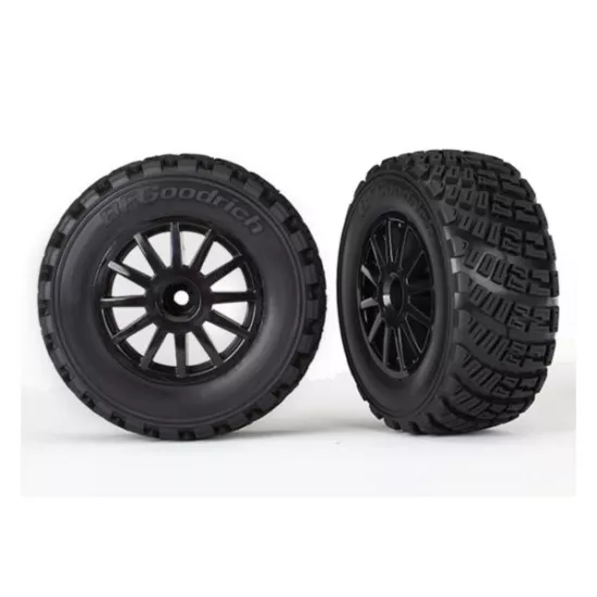 Tires & wheels, assembled, glued (black wheels, gravel patte, TRX7473T