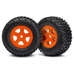 Tires and wheels, ass, glued (SCT Orange wheels, SCT off-r, TRX7674A