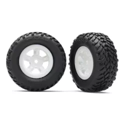 Tires and wheels, assembled, glued (SCT white wheels, SCT off-road racing tires)