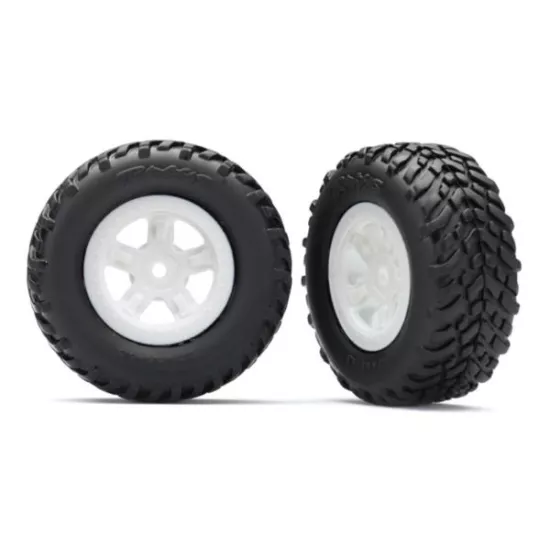 Tires and wheels, assembled, glued (SCT white wheels, SCT off-road racing tires)