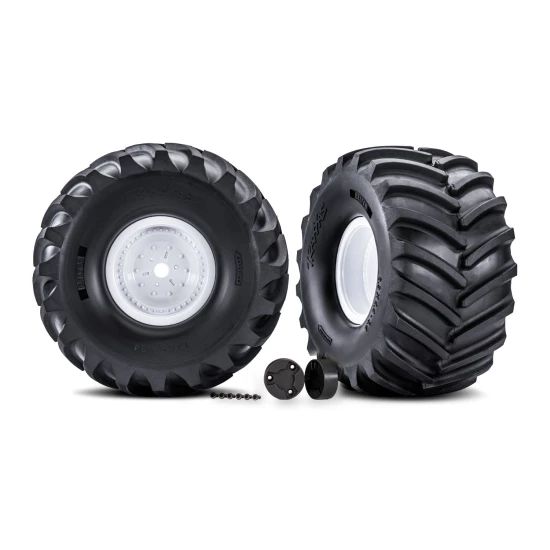 White X-Monster Wheels w/ Terra Groove Tires (2)