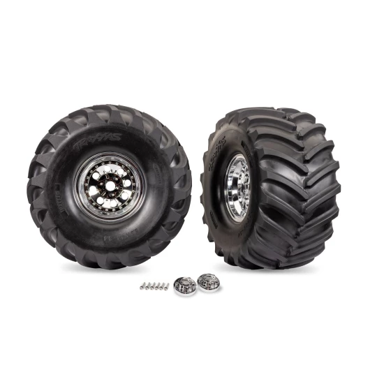 Chrome X-Monster Wheels w/ Terra Groove Tires (2)