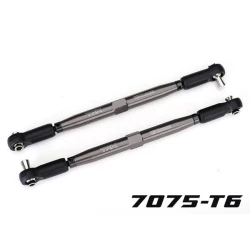 Toe links, X-Maxx (TUBES gray-anodized, 7075-T6 aluminum, stronger than titanium) (157mm) (2)/ rod ends, assembled with steel hollow balls (4)/ aluminum wrench, 10mm (1)