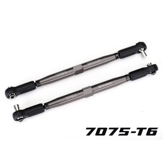 Toe links, x-maxx (tubes gray-anodized, 7075-t6 aluminum, stronger than titanium) (157mm) (2)/ rod ends, assembled with steel hollow balls (4)/ aluminum wrench, 10mm (1)