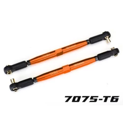 Toe links, x-maxx (tubes orange-anodized, 7075-t6 aluminum, stronger than titanium) (157mm) (2)/ rod ends, assembled with steel hollow balls (4)/ aluminum wrench, 10mm (1)