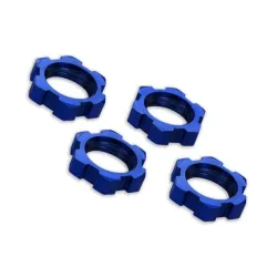 Wheel nuts, splined, 17mm, serrated (blue-anodized) (4)