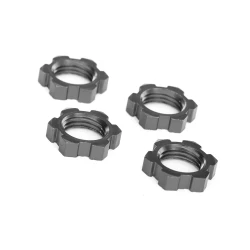 Wheel nuts, splined, 17mm, serrated (gray-anodized) (4)