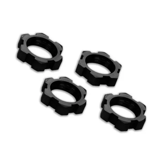Wheel nuts, splined, 17mm, serrated (black-anodized) (4)