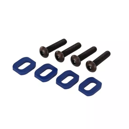 Washers, motor mount, aluminum (blue-anodized) (4)/ 4x18mm BCS (4)