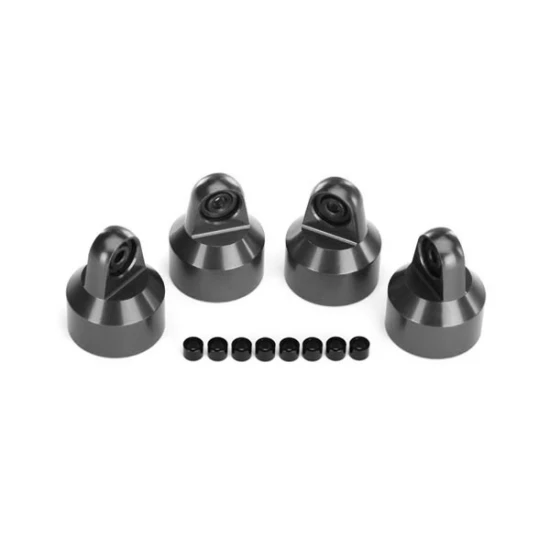 Shock caps, aluminum (gray-anodized), GTX shocks (4)/ spacers (8)