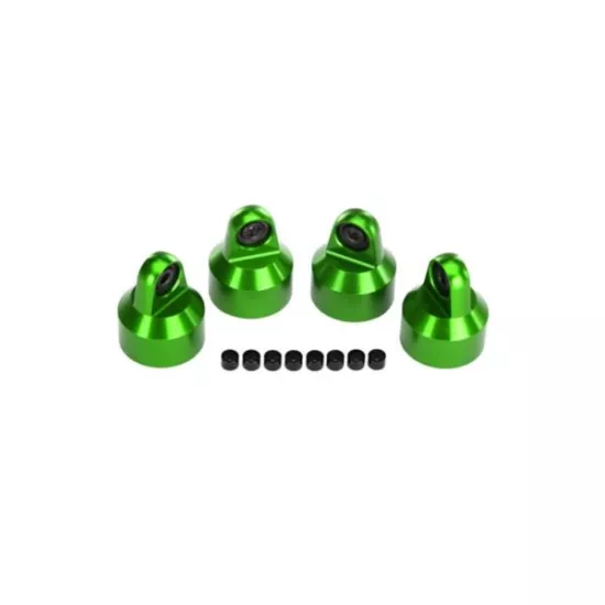 Shock caps, aluminum (green-anodized), GTX shocks (4)/ space, TRX7764G