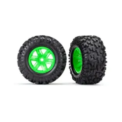 Tires & wheels, assembled, glued (X-Maxx green wheels, Maxx AT tires, foam inser, TRX7772G