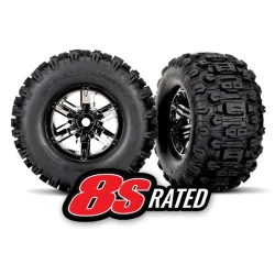 Tires & wheels, assembled, glued (X-Maxx® black chrome wheels, Sledgehammer® tires, foam inserts) (left & right) (2)